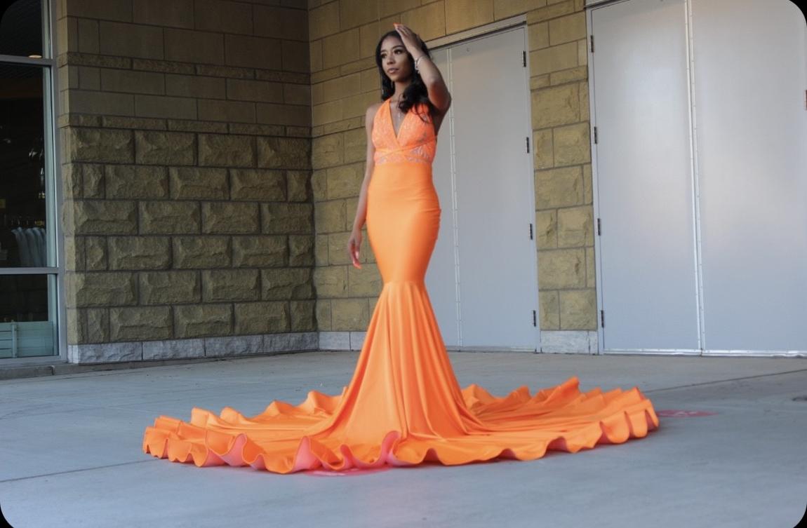 Size 4 Prom Orange Ball Gown on Queenly