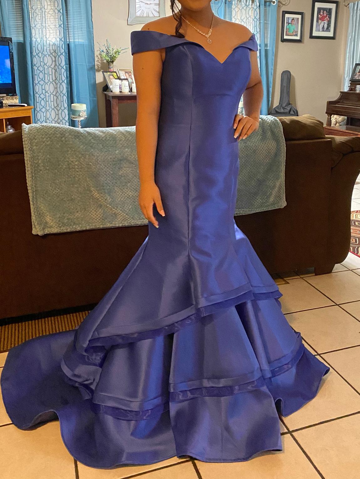 Jovani Size 8 Bridesmaid Off The Shoulder Royal Blue Mermaid Dress on Queenly