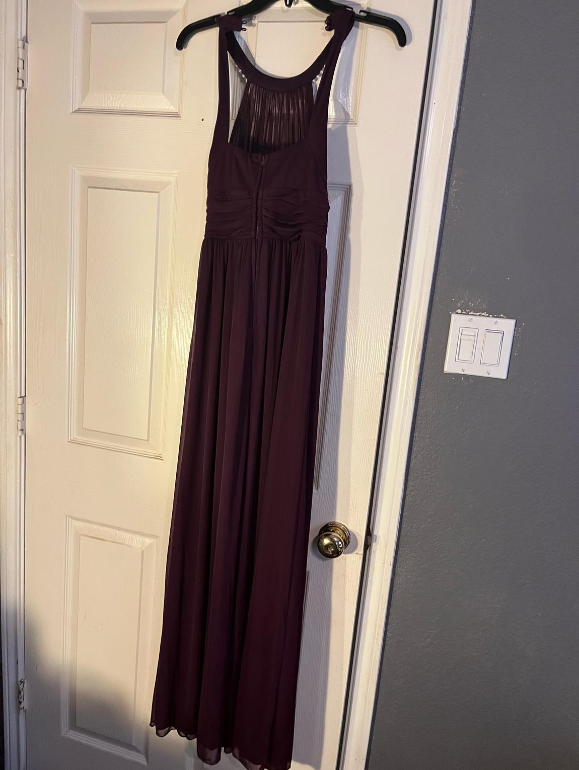 Size 0 Pageant Sequined Burgundy Red Floor Length Maxi on Queenly