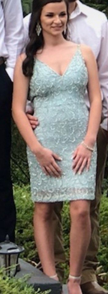Sherri Hill Size 00 Homecoming Sequined Light Blue Cocktail Dress on Queenly
