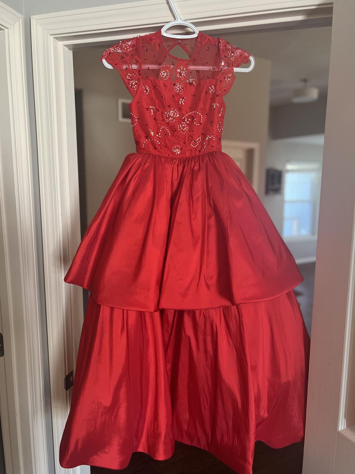 Sherri Hill Girls Size 8 Sequined Red Ball Gown on Queenly