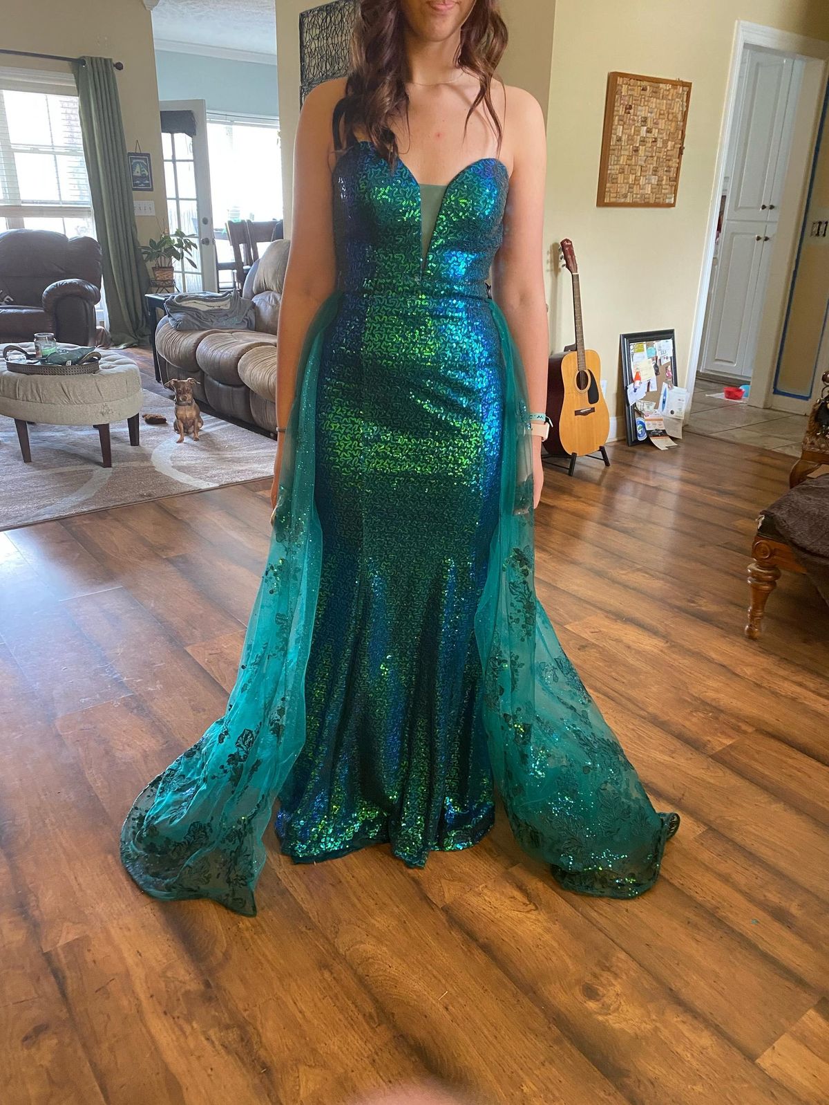 Size 4 Prom Lace Green Mermaid Dress on Queenly