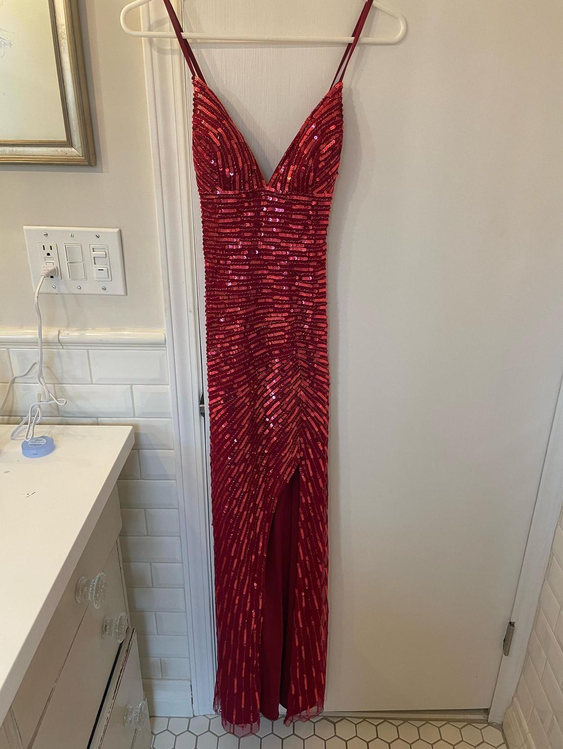 Jules & Cleo Size 2 Prom Sequined Red Side Slit Dress on Queenly