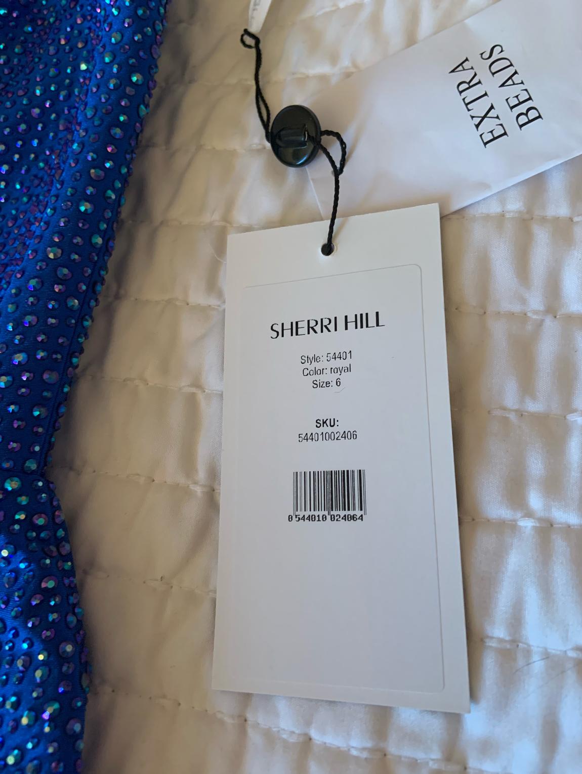 Sherri Hill Size 6 Prom One Shoulder Sequined Blue Side Slit Dress on Queenly
