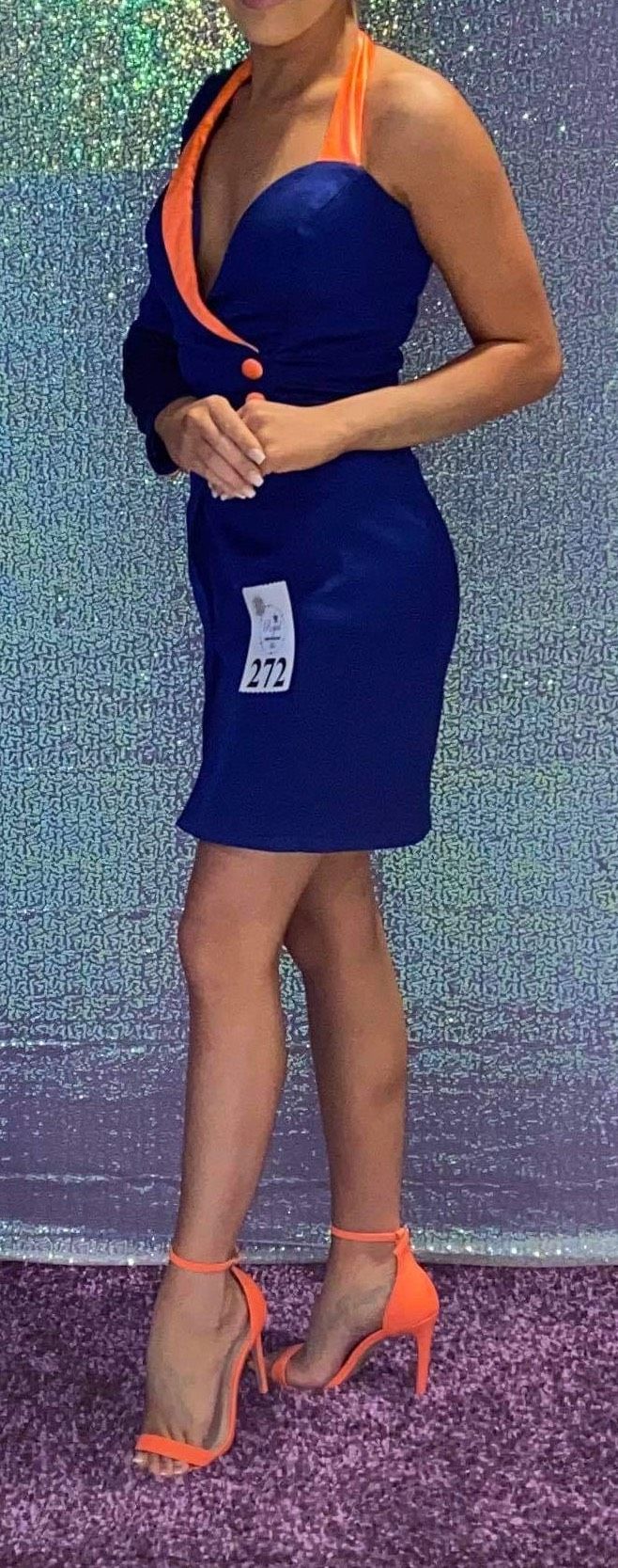 Size 0 Pageant Interview Long Sleeve Blue Cocktail Dress on Queenly
