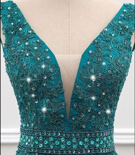 Size 10 Prom Sequined Green Mermaid Dress on Queenly