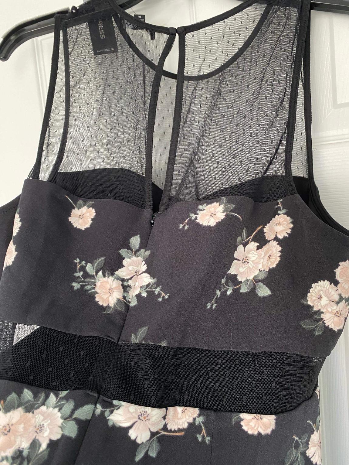 Express Size 14 Floral Black Cocktail Dress on Queenly