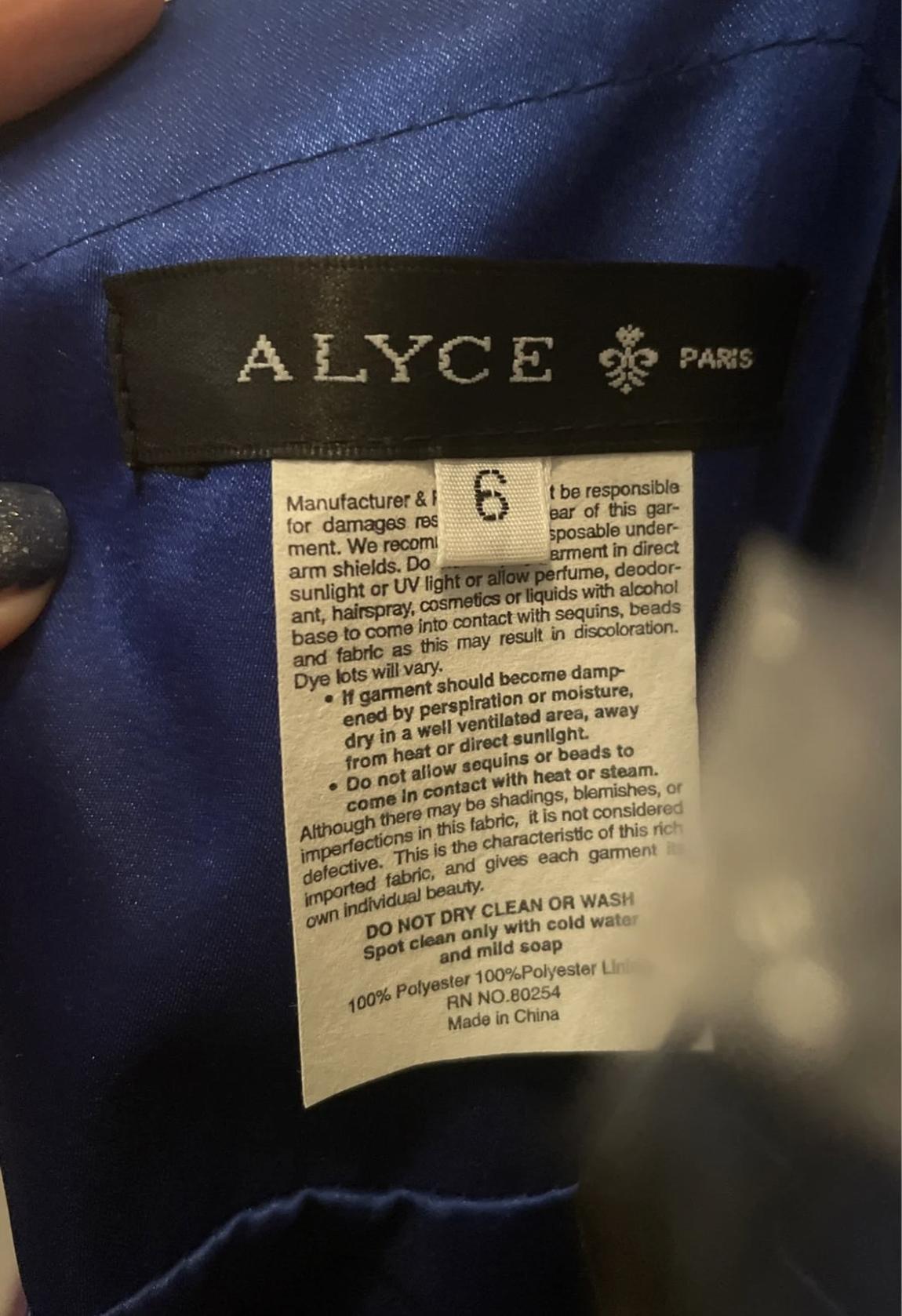 Alyce Paris Size 6 Blue Floor Length Maxi on Queenly