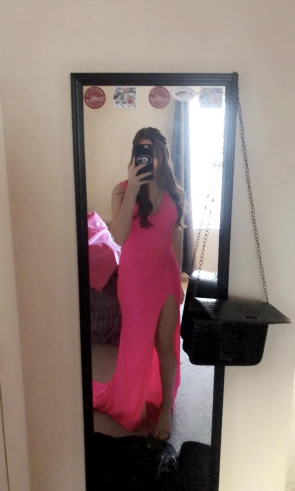 Size 4 Prom Hot Pink Side Slit Dress on Queenly