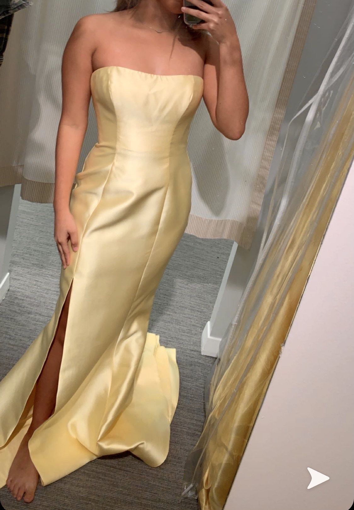 Sherri Hill Size 8 Prom Strapless Satin Yellow Floor Length Maxi on Queenly