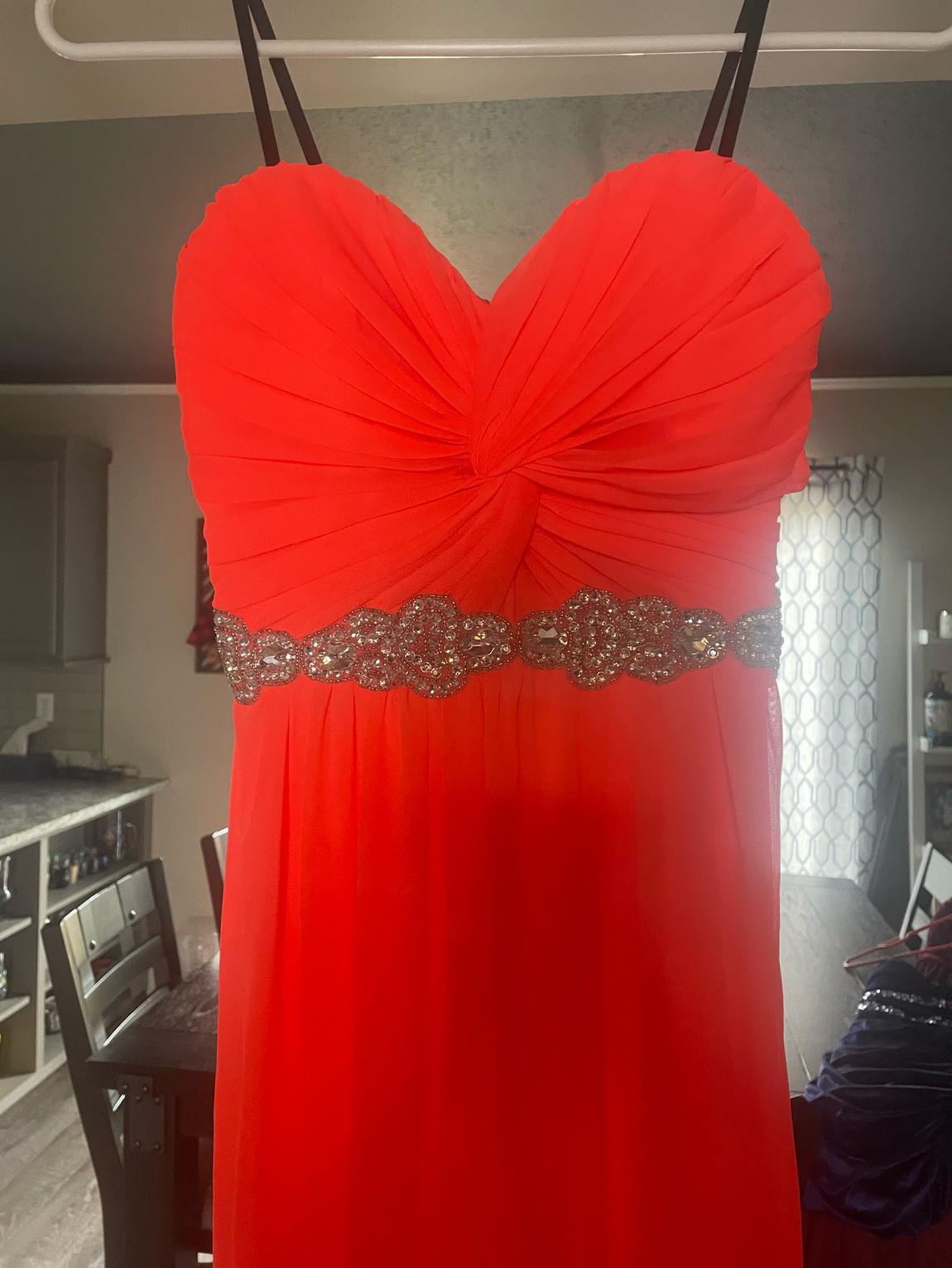 Size 4 Prom Strapless Sequined Coral A-line Dress on Queenly