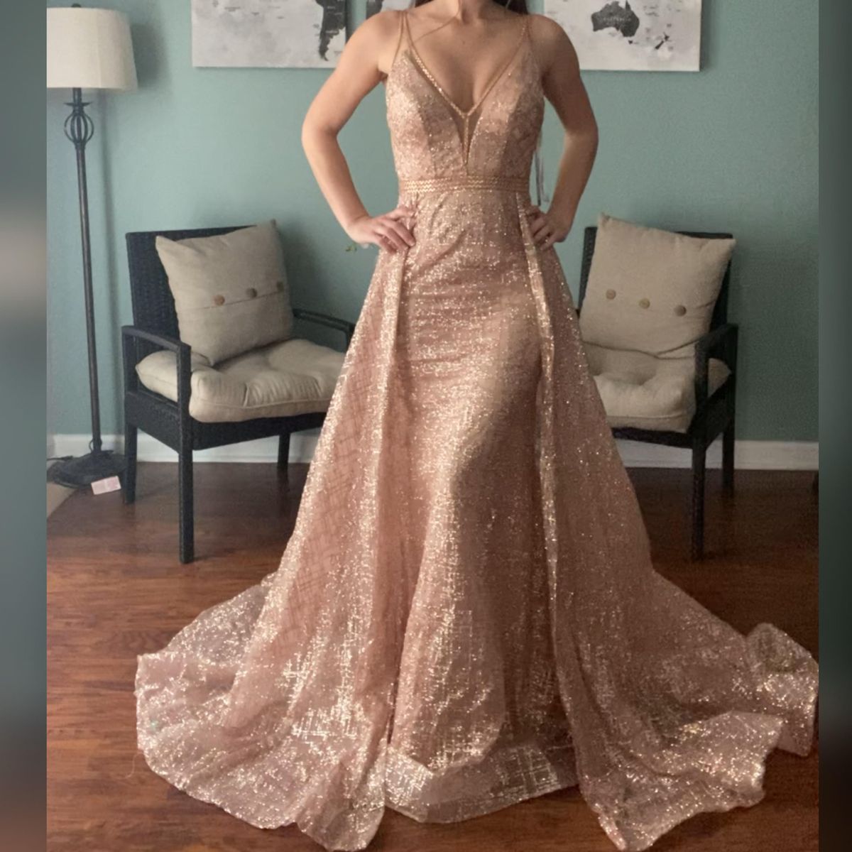 Jovani Size 0 Prom Rose Gold Mermaid Dress on Queenly