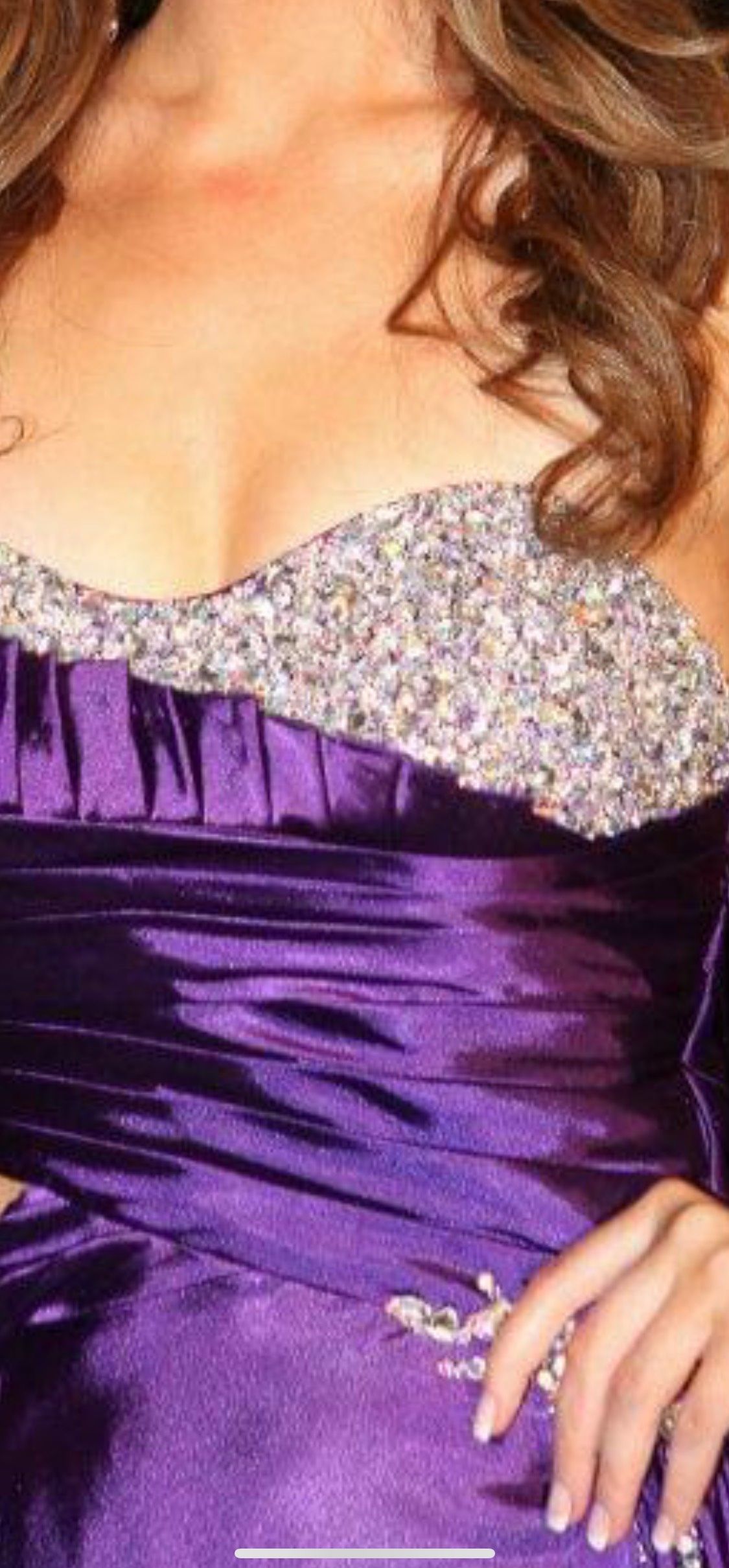 Size 4 Pageant Strapless Satin Purple Dress With Train on Queenly