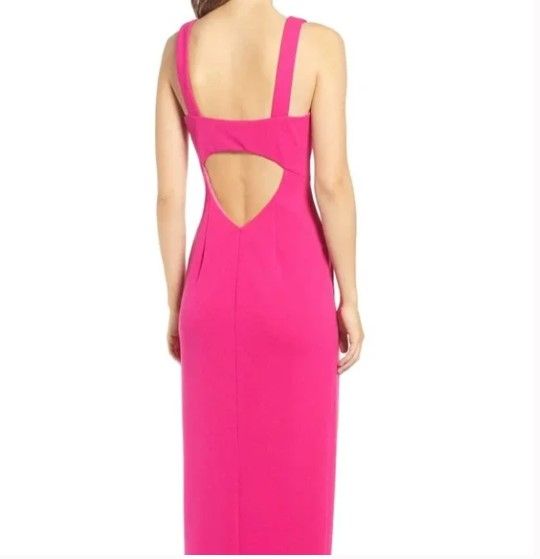 Katie May Size 8 Prom Plunge Hot Pink Side Slit Dress on Queenly