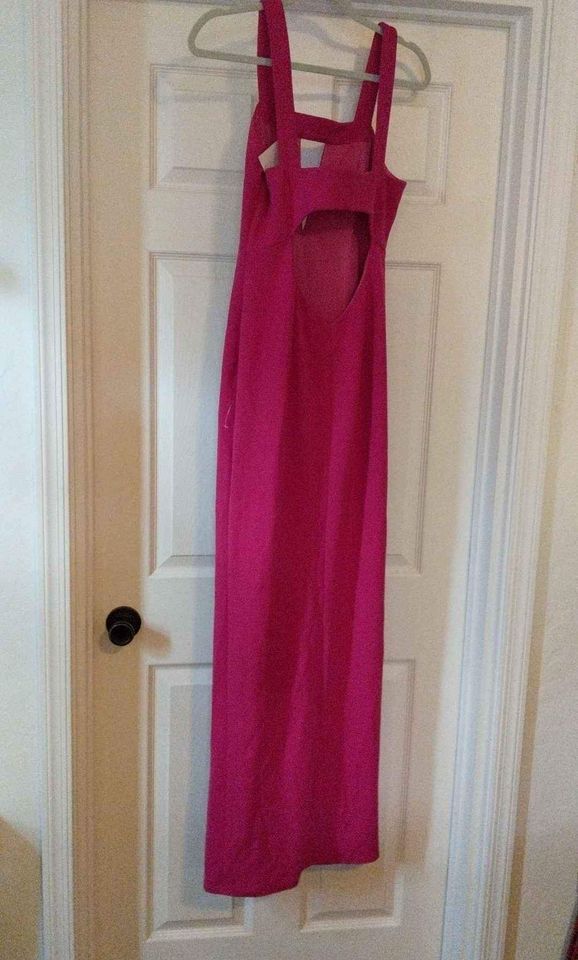Katie May Size 8 Prom Plunge Hot Pink Side Slit Dress on Queenly