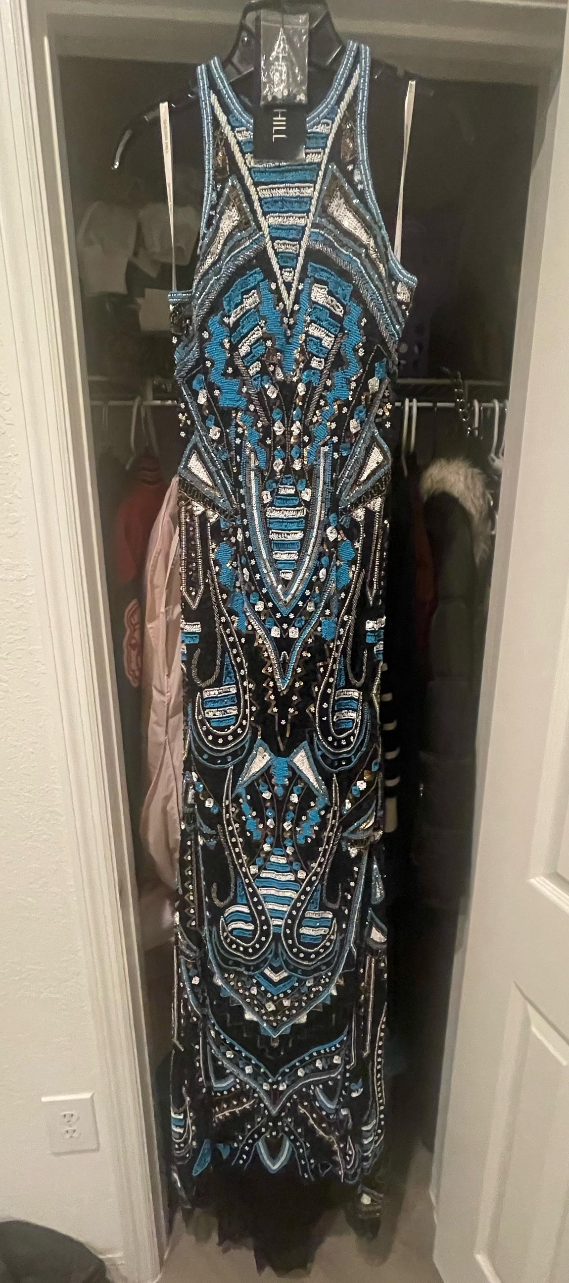 Sherri Hill Size 2 Prom Sequined Turquoise Blue Floor Length Maxi on Queenly