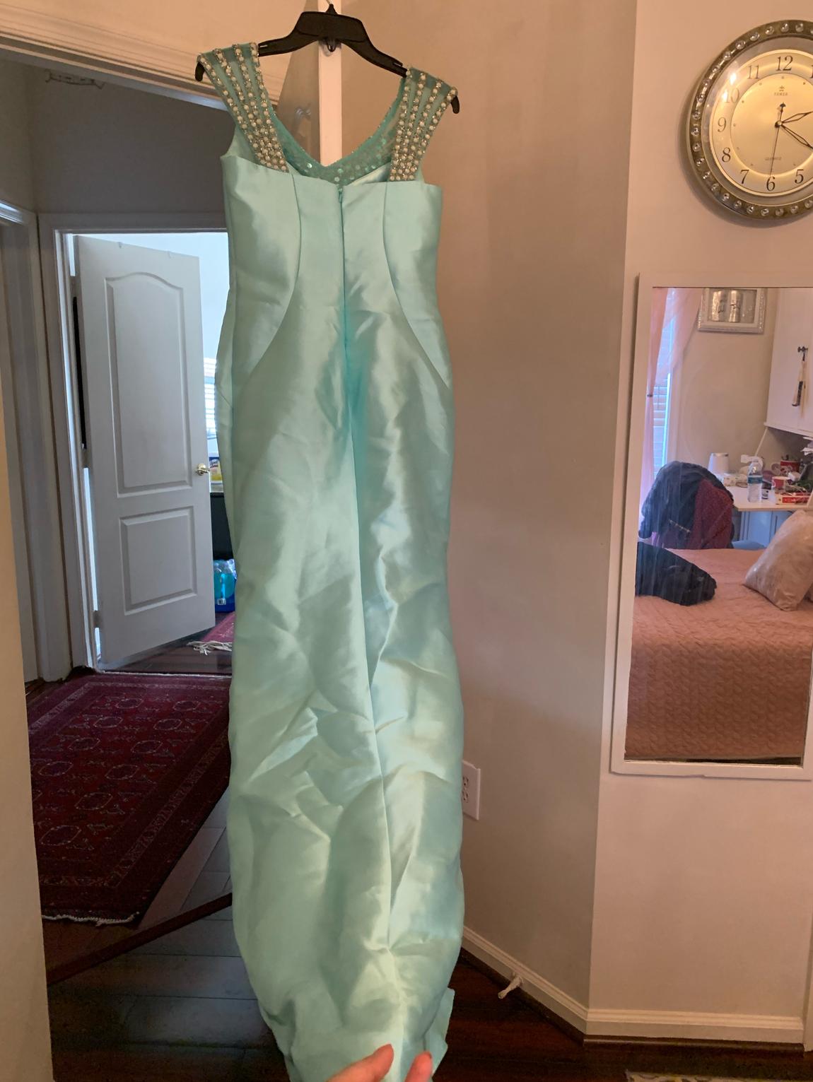 Size 8 Prom Sequined Turquoise Blue Ball Gown on Queenly
