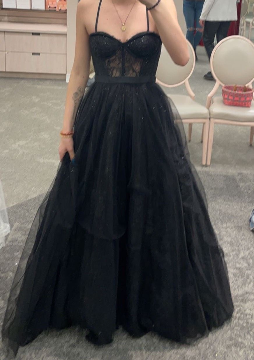 Black Sequins A-line Detachable Skirt Prom Dress MP762 | Musebridals