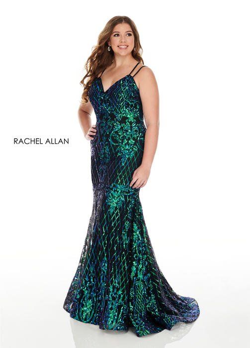 Style 7216 Rachel Allan Plus Size 24 Multicolor Mermaid Dress on Queenly
