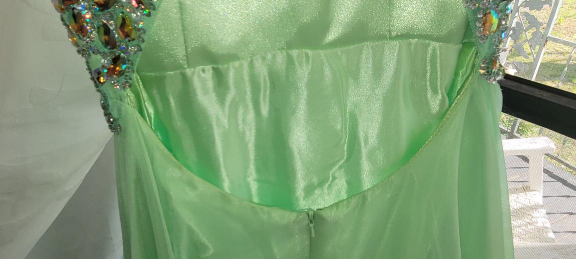 Size 4 Sheer Light Green A-line Dress on Queenly