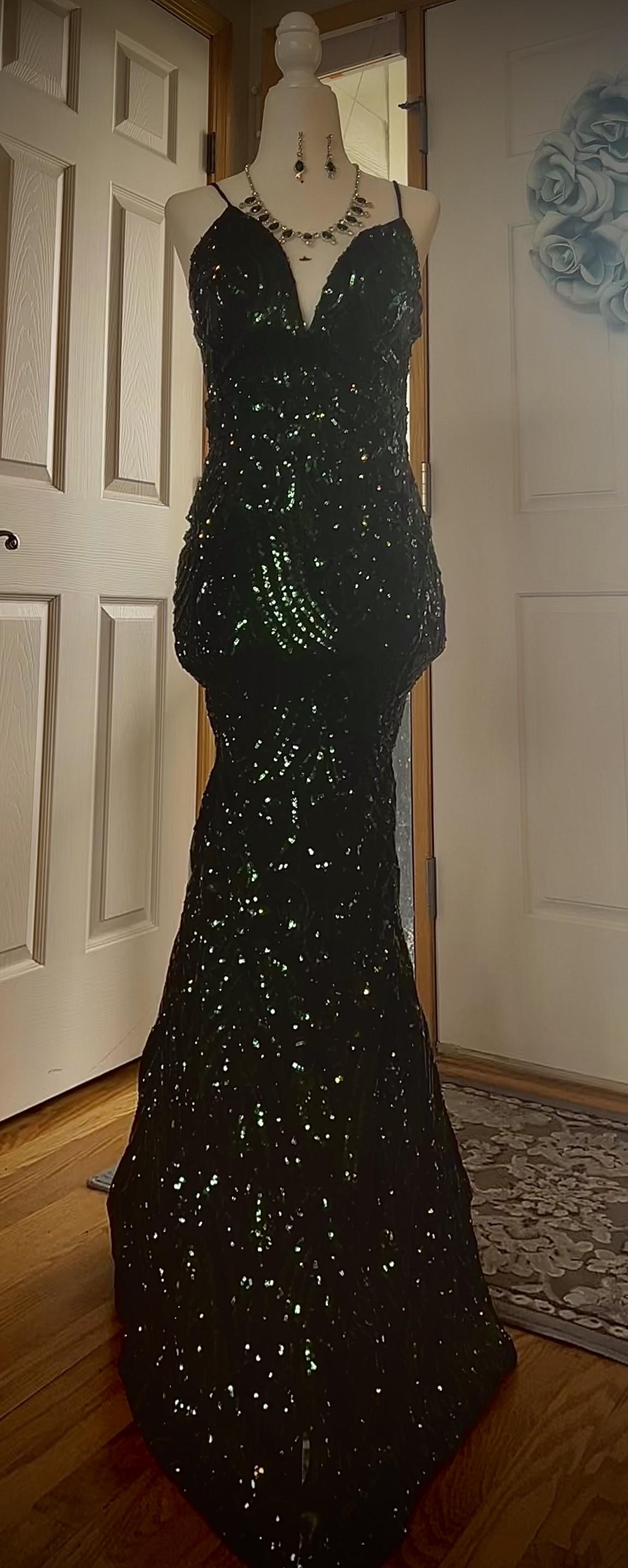 Windsor Size 2 Prom Sequined Green Floor Length Maxi on Queenly