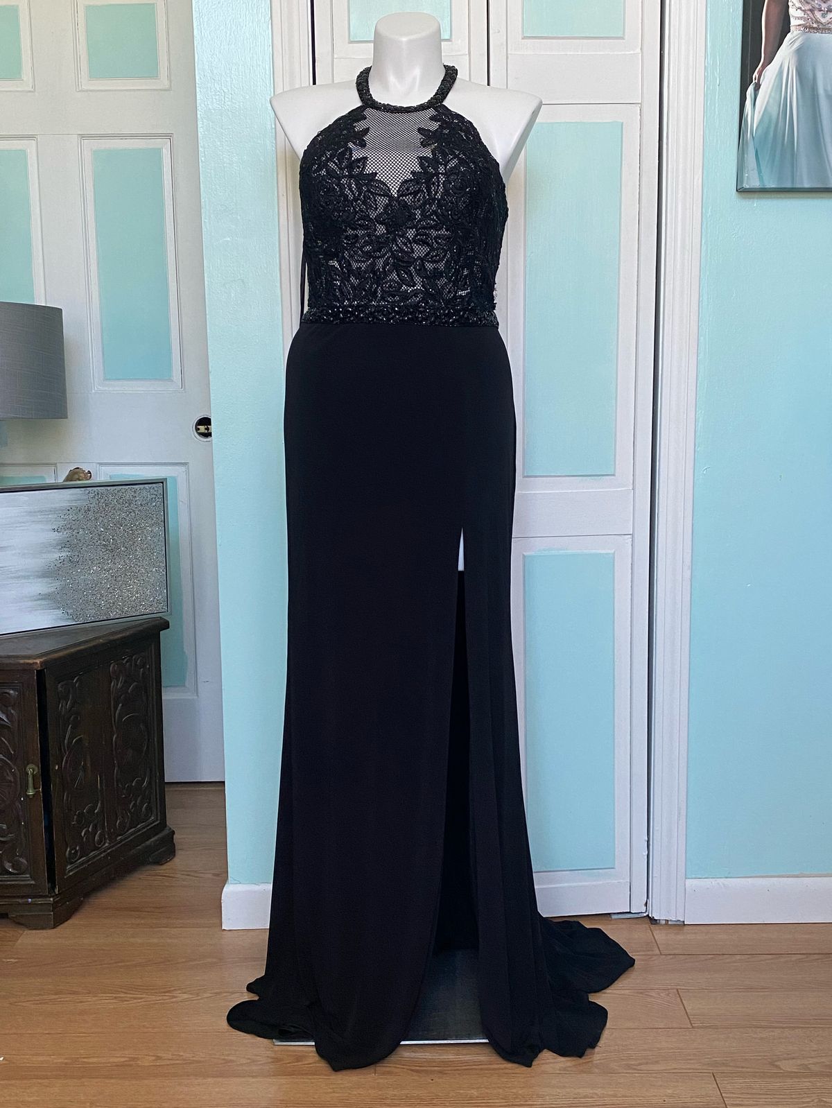 Faviana Plus Size 16 Prom Black Side Slit Dress on Queenly
