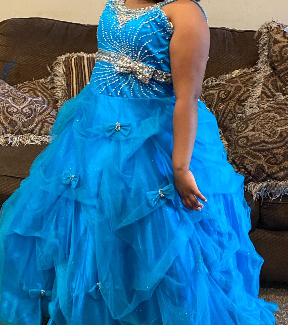 Girls Size 10 Blue Ball Gown on Queenly