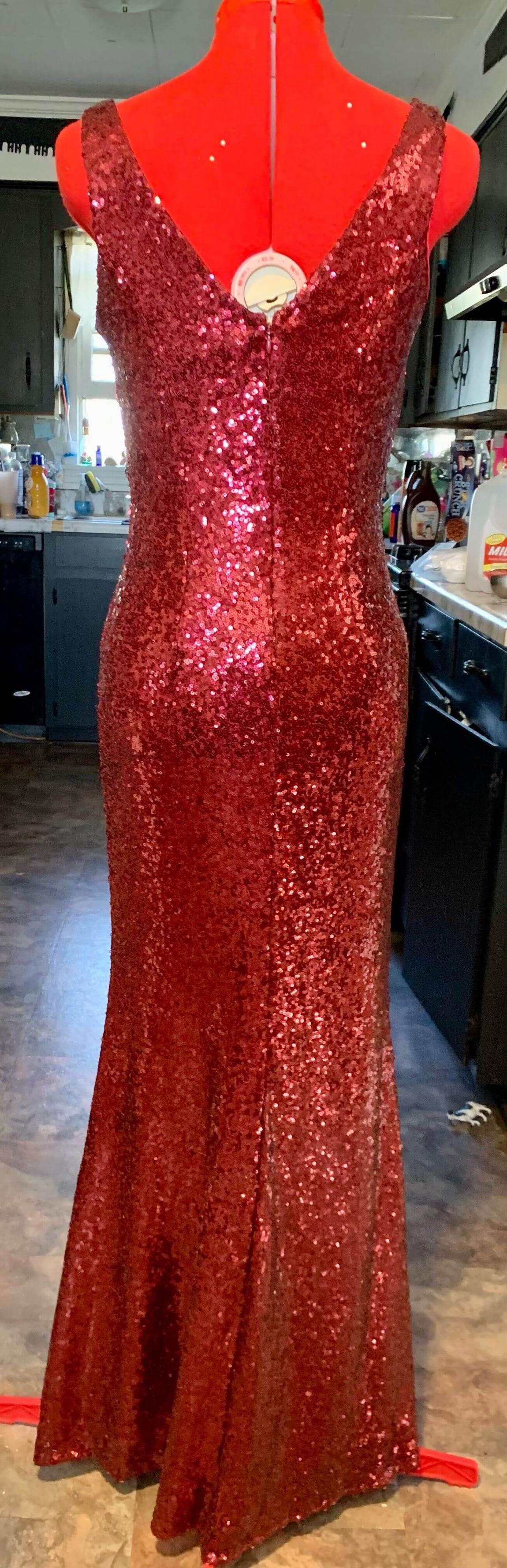 Eva Size 4 Prom Sequined Red A-line Dress on Queenly