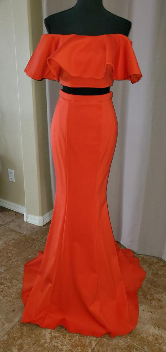 Jovani Size 2 Off The Shoulder Orange Mermaid Dress on Queenly