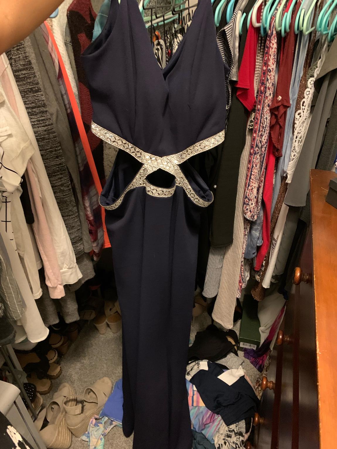 Windsor Size 8 Prom Navy Blue Floor Length Maxi on Queenly