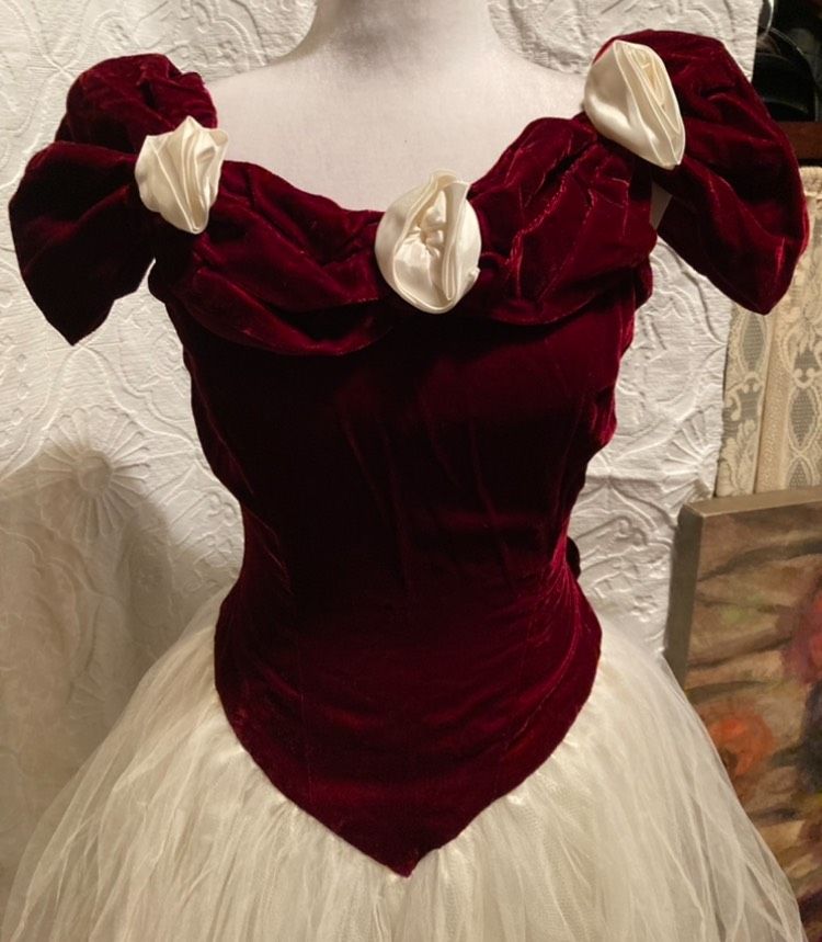 Size 4 Velvet Burgundy Multicolor A-line Dress on Queenly