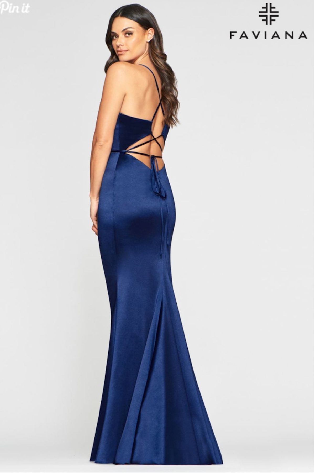 Style S10409 Faviana Size 6 Navy Blue Floor Length Maxi on Queenly
