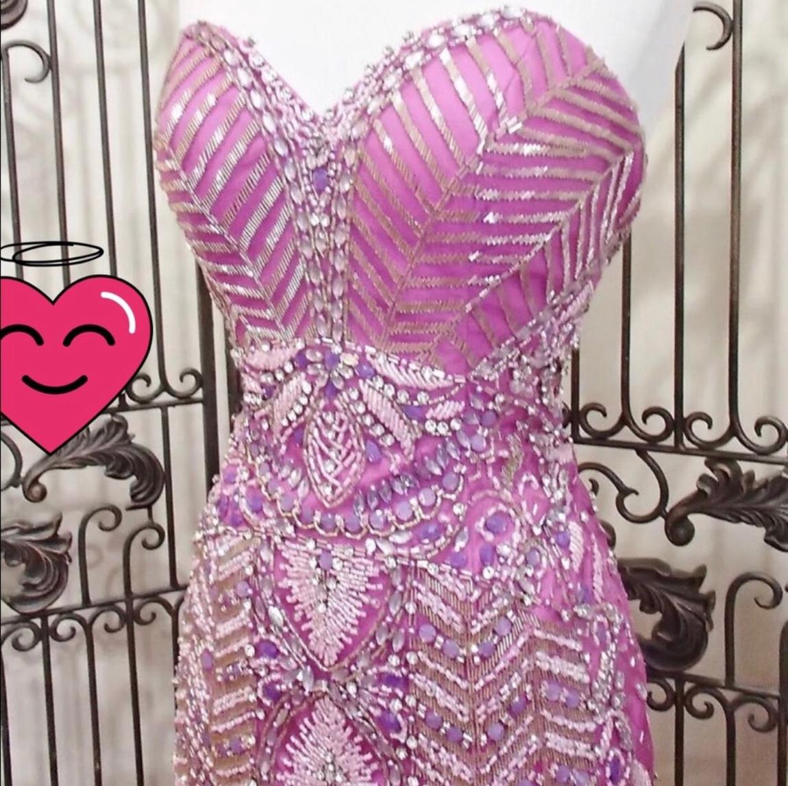 Rachel Allan Size 4 Sheer Purple Mermaid Dress on Queenly