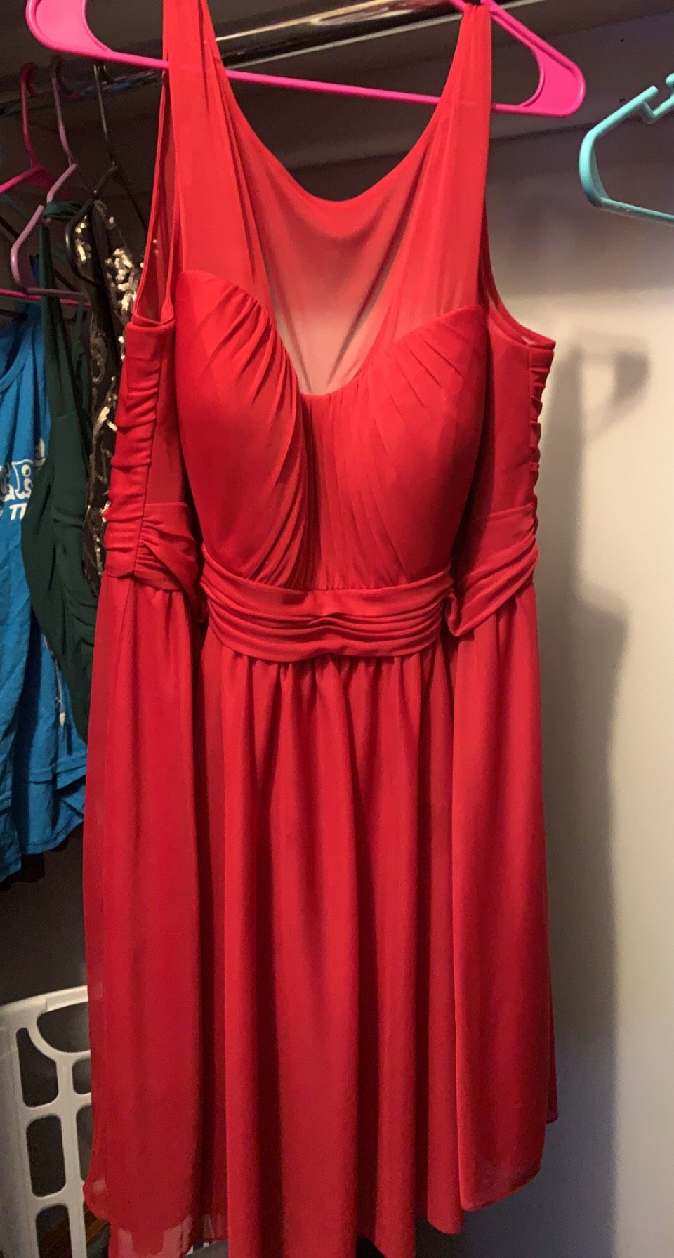 David's Bridal Plus Size 22 Red A-line Dress on Queenly