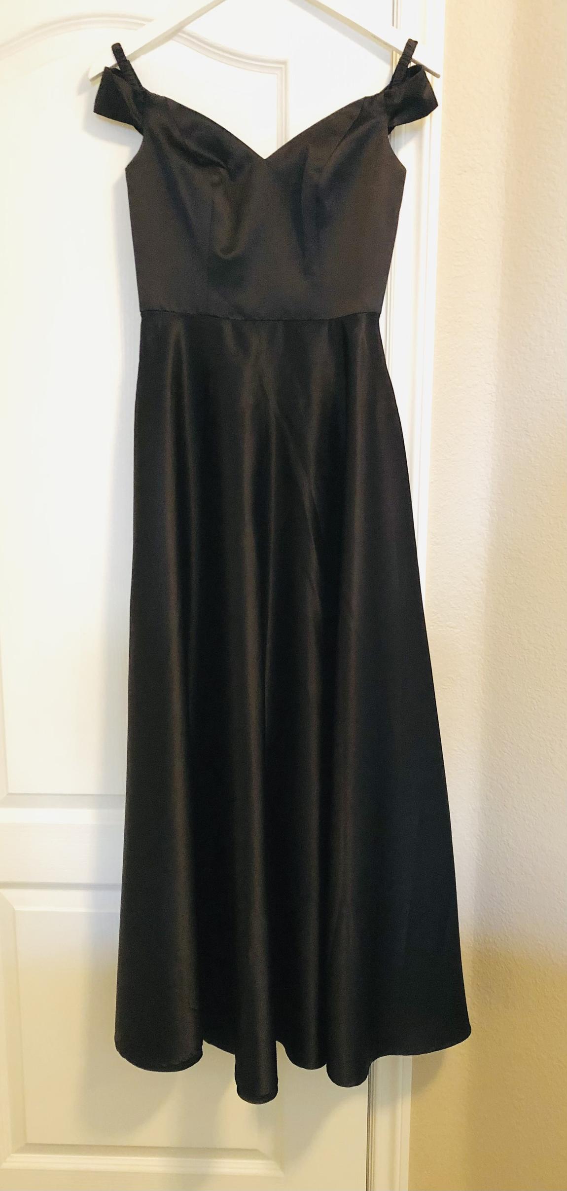 DB Studio Size 0 Bridesmaid Satin Black A-line Dress on Queenly