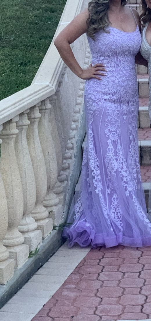 JVN Size 8 Prom Lace Purple Floor Length Maxi on Queenly