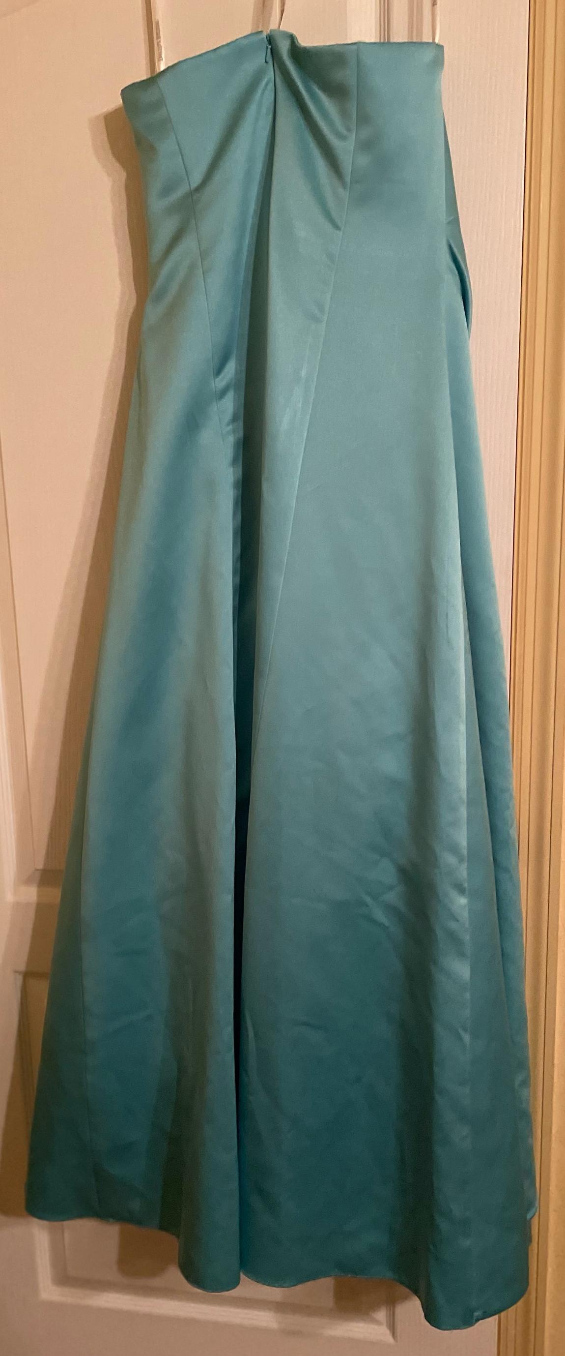 David's Bridal Size 14 Bridesmaid Strapless Blue Floor Length Maxi on Queenly