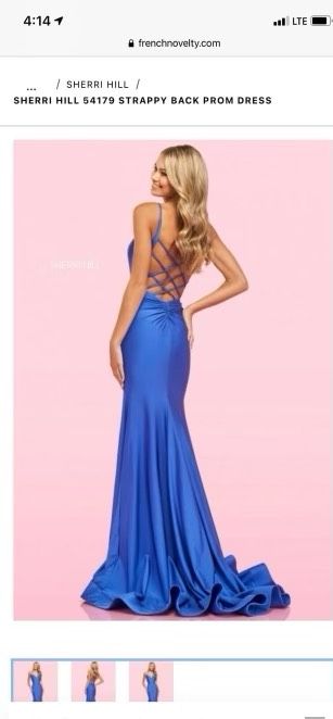 Sherri Hill Size 4 Sequined Blue Mermaid Dress on Queenly
