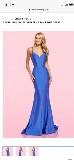 Sherri Hill Size 4 Sequined Blue Mermaid Dress on Queenly
