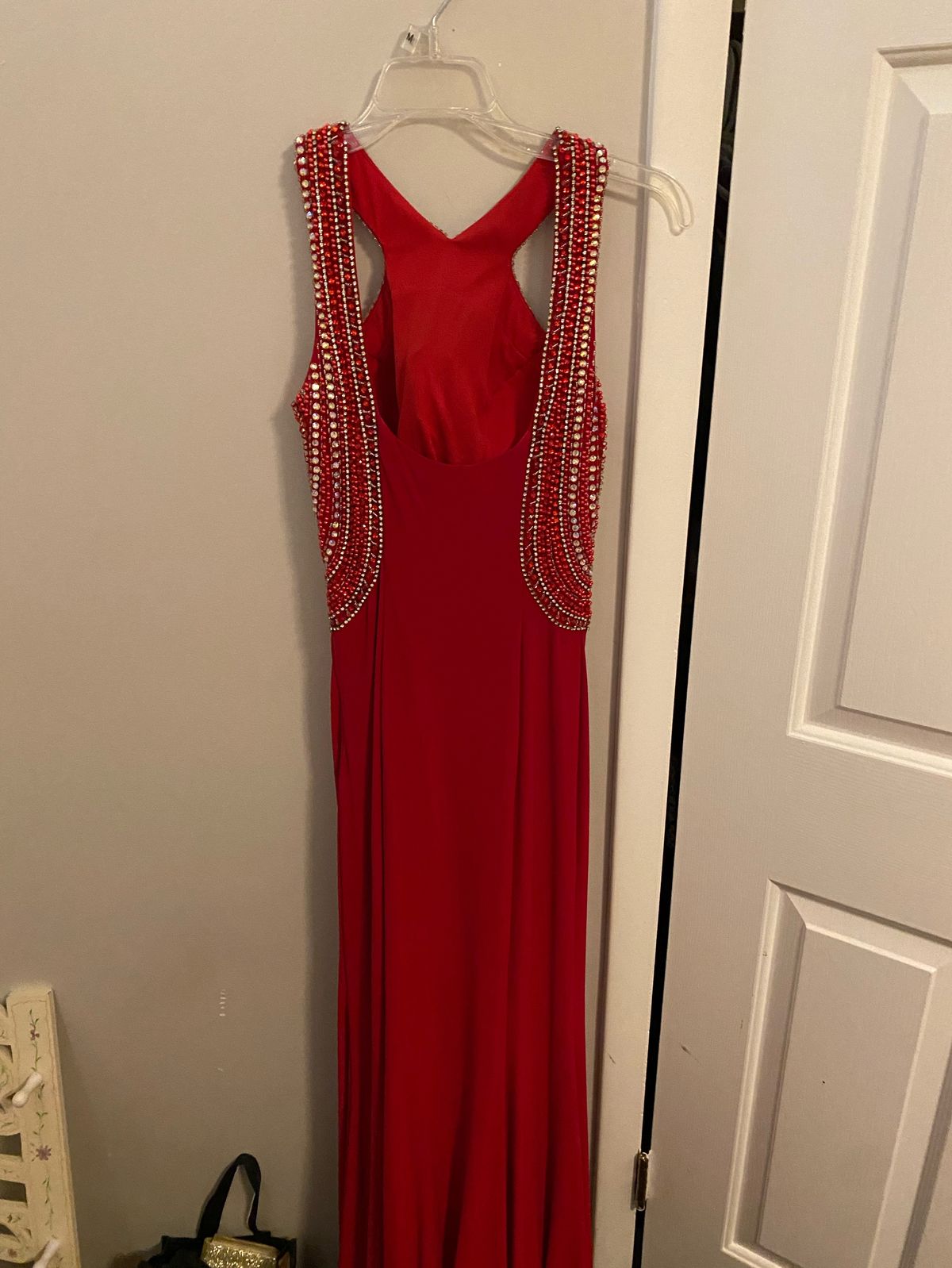 Dave and Johnny Size 2 High Neck Red Floor Length Maxi on Queenly