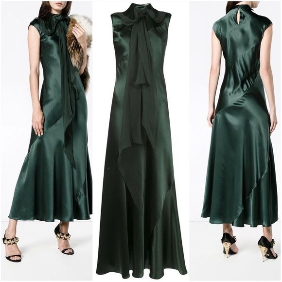 Olivier Theyskein Size 6 Satin Green Mermaid Dress on Queenly