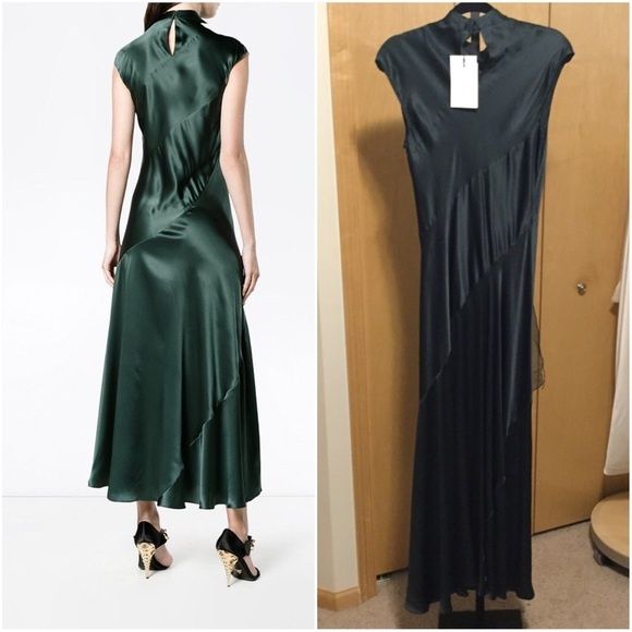 Olivier Theyskein Size 6 Satin Green Mermaid Dress on Queenly