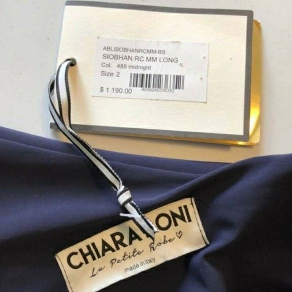 Chiara Boni Size 2 Long Sleeve Blue Side Slit Dress on Queenly
