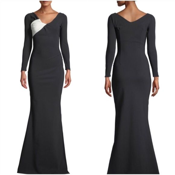 Chiara Boni Size 10 Prom Long Sleeve Black Mermaid Dress on Queenly