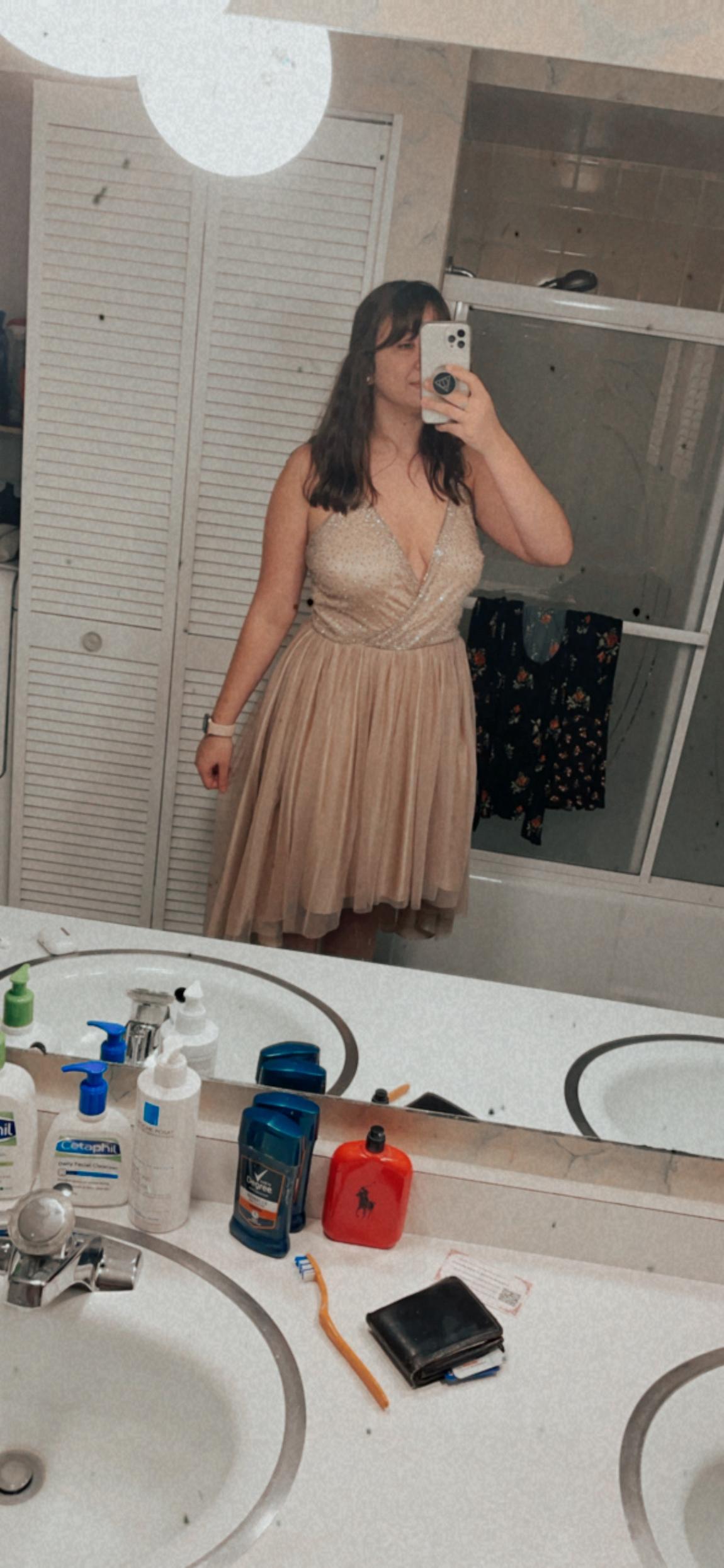 Size 10 Homecoming Rose Gold Cocktail Dress on Queenly