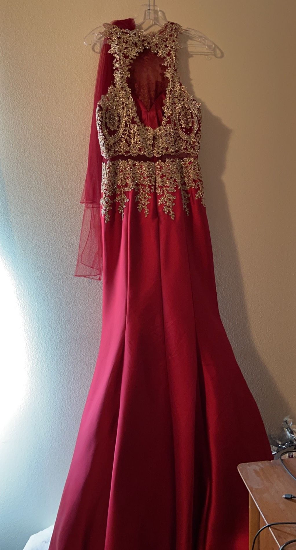 Size 12 Sequined Red Mermaid Dress on Queenly
