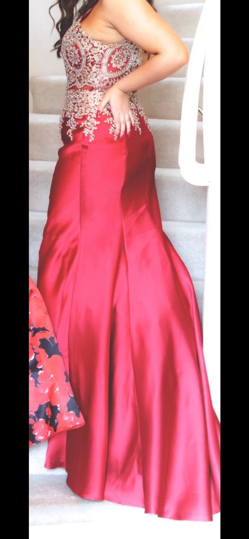 Size 12 Sequined Red Mermaid Dress on Queenly