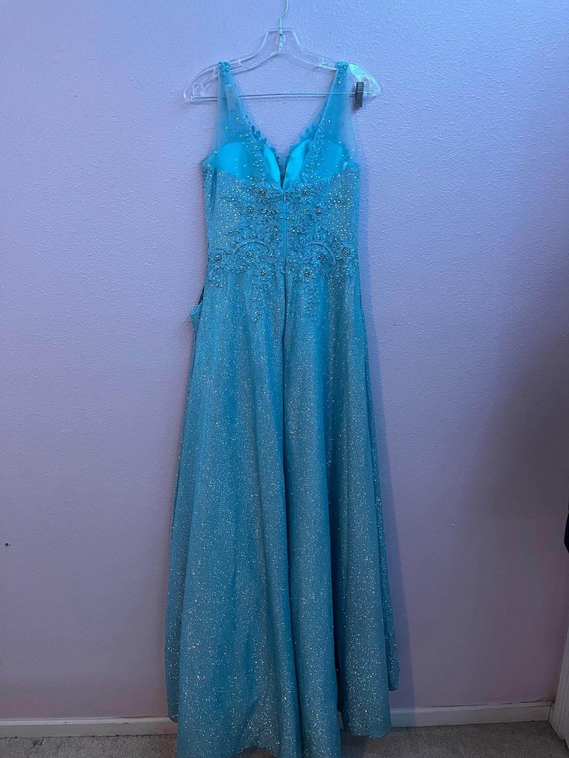 Eureka Size 8 Satin Blue Ball Gown on Queenly