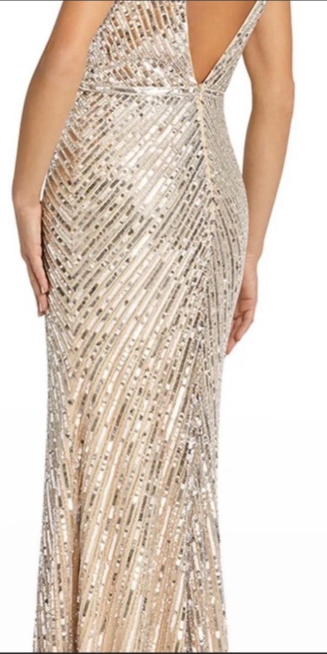 Mac Duggal Size 6 Prom Sequined Gold Dress With Train on Queenly