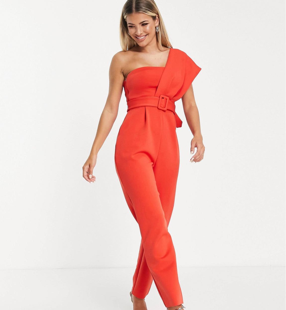 Size 4 Pageant Interview Orange Formal Jumpsuit on Queenly